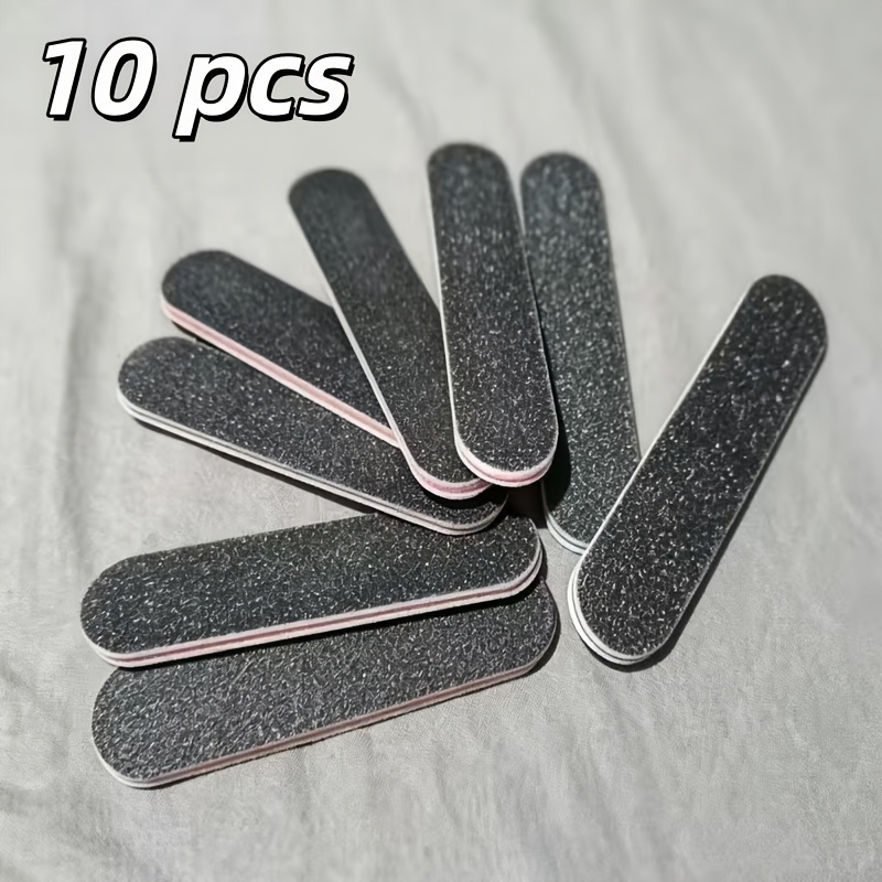 TEMU 10pcs Professional Double-sided Nail File Set, Featuring 100/180 Grit Black Washable, Durable, And Non-shedding. -sided Coarse And Fine Surfaces