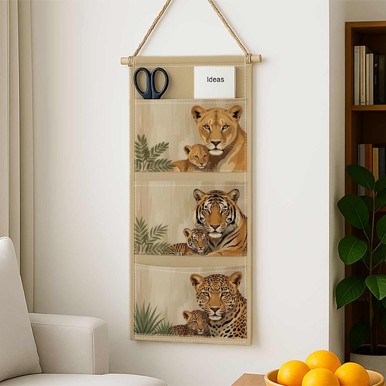 TEMU 1pc Dramatic 3 Pockets Hanging Bag,multi-functional Leopard Storage Bag,home Organization And Storage Bag,bedroom Decor,living Room Decor,home