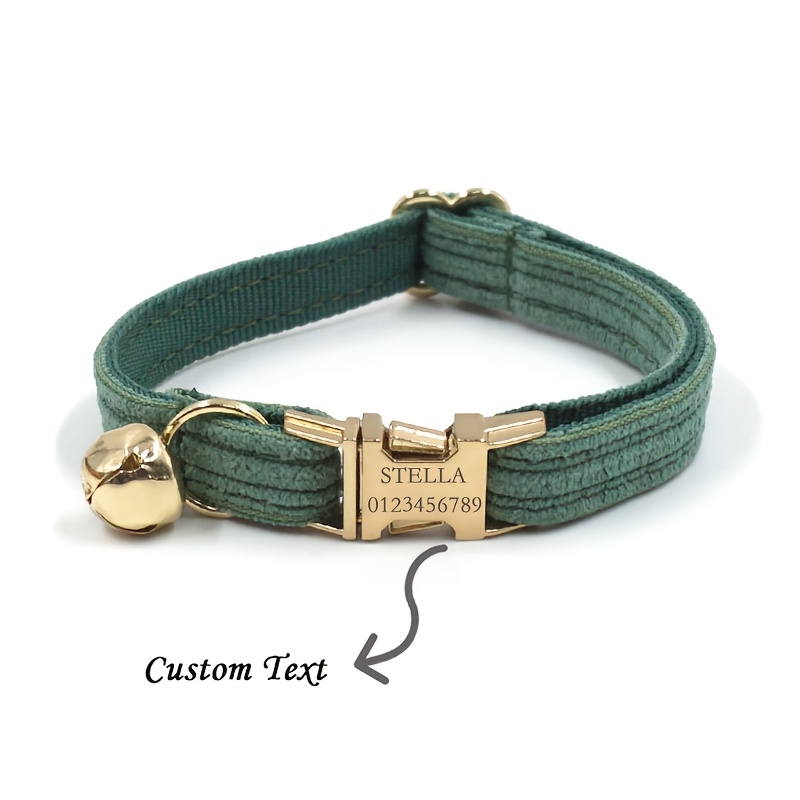 TEMU Corduroy Cat Collar, Diy Engraved Message Cat Collar, Customizable With Name/contact /date/number - Pet Collar