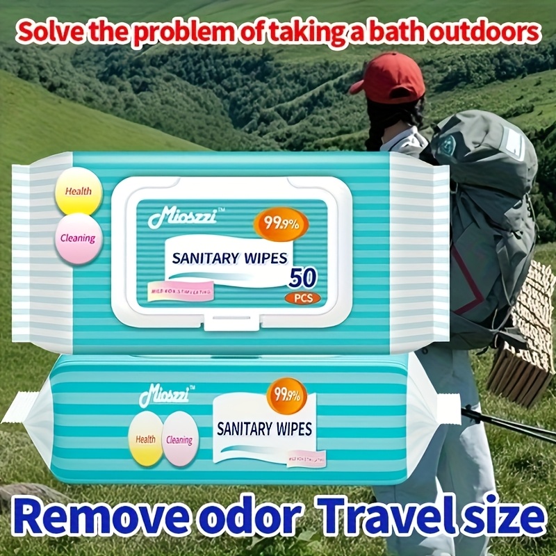 Mioszzi Sanitary Wipes Fragrance-Free Ultra-soft For Hiking Camping Outdoor Sport And Daily Life, Travel Size Non-woven Fabrics Cleaning Wet Wipes-15Pack 750pcs/12Pack 600pcs/6pack 300pcs/3pack 150pcs - Image 3