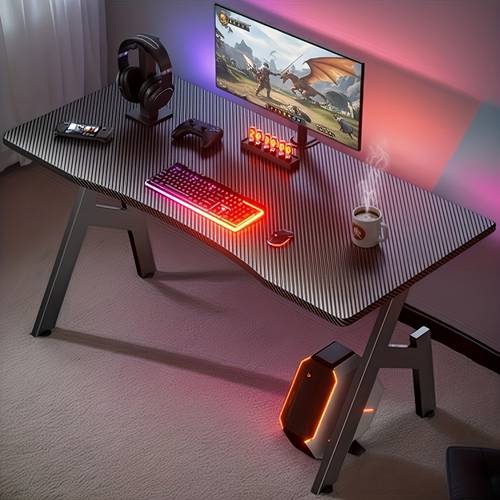 mesa de trabalho para escritório, de trabalho para computador, mesa de gaming de a, de trabalho para escritório com superfície em fibra de carbono, mesa para pc para gaming e escritório, , 80/100cm, mobiliário, presente