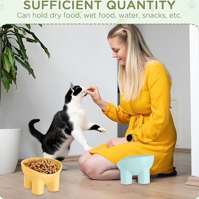 set of 4 elevated cat bowls plastic raised cat bowls slanted elevated pet food and water bowls cute anti vomiting food dishes pet feeders suitable for cats and small dogs elephant   in random colors Product details 2