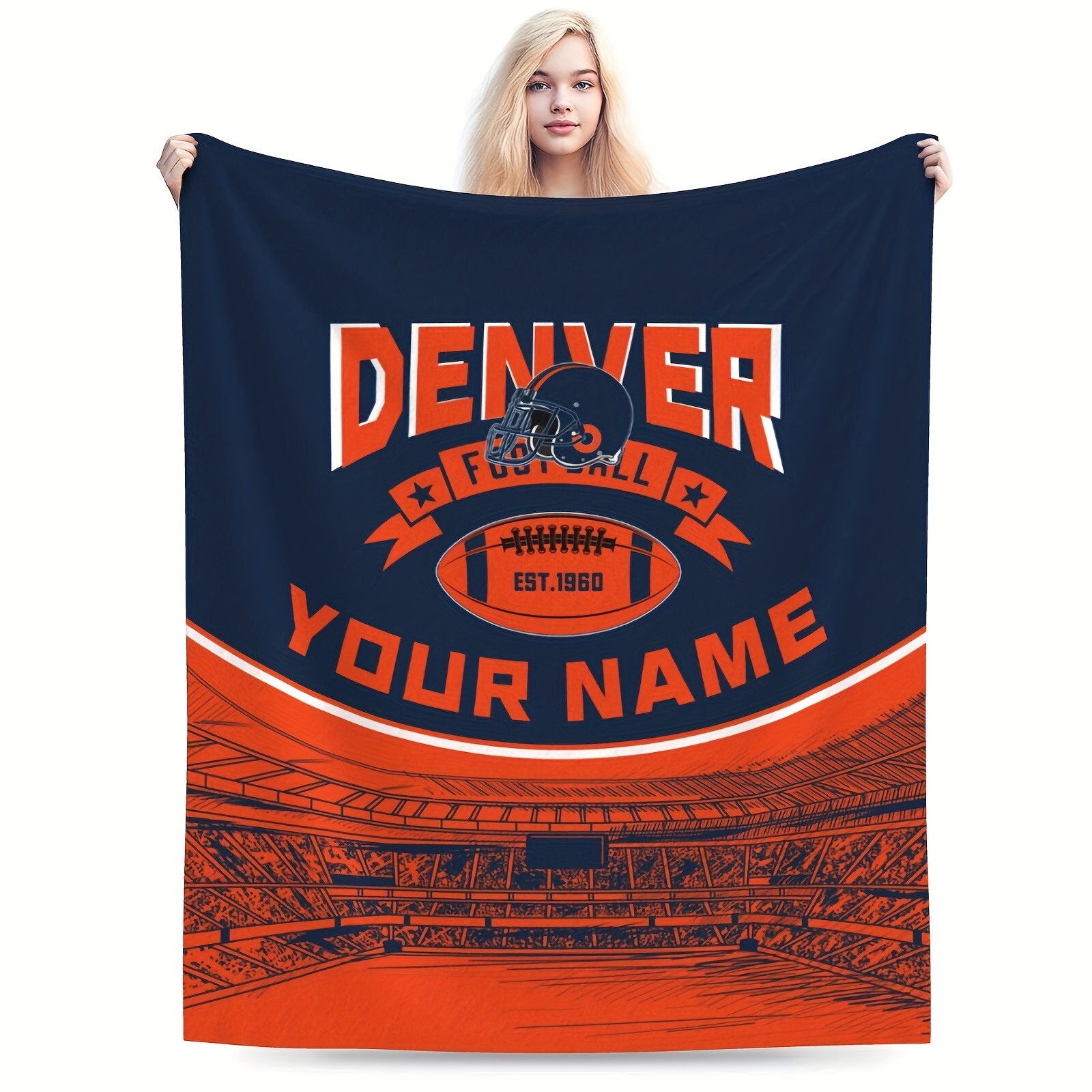 

Custom Football Fleece Throw Blanket - Personalized Name, Perfect Gift For Sports Fans, Ideal For Bedroom & Living Room Decor