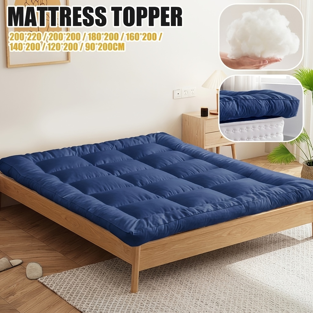 8cm Mattress Topper With 800 Gsm -, Breathable & Comfortable For , Machine Washable With Strong Elastic Bands