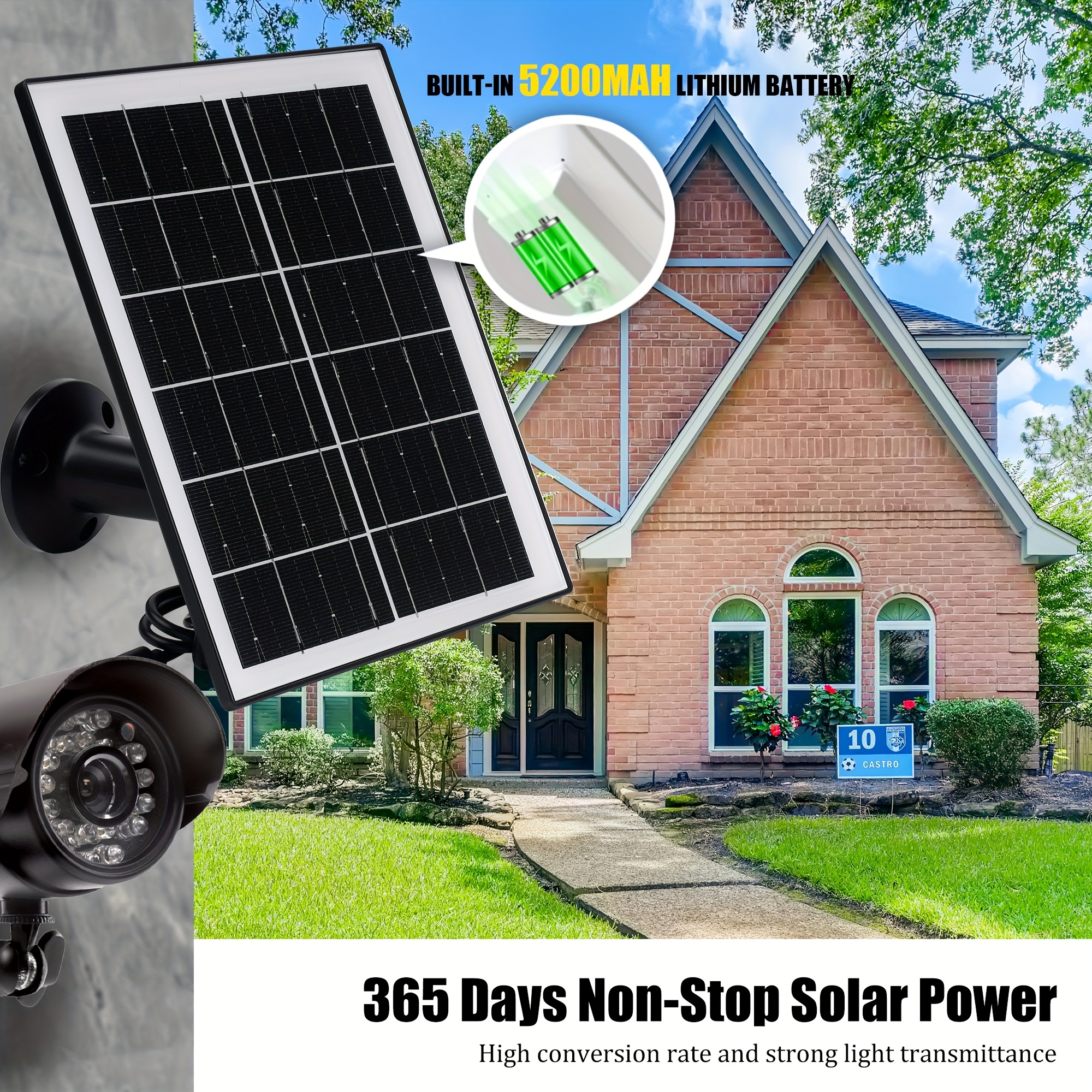 5w high   battery solar panels, 5200mah portable solar charger with usb connector for outdoor built-in battery security cameras and string lights, solar panel with battery, solar usb charger, solar panel portable, solar battery charger, outdoor power supply, lightweight panel, foldable solar setup, high  cells, durable solar cells, solar power bank, camping gear,     Product details 0