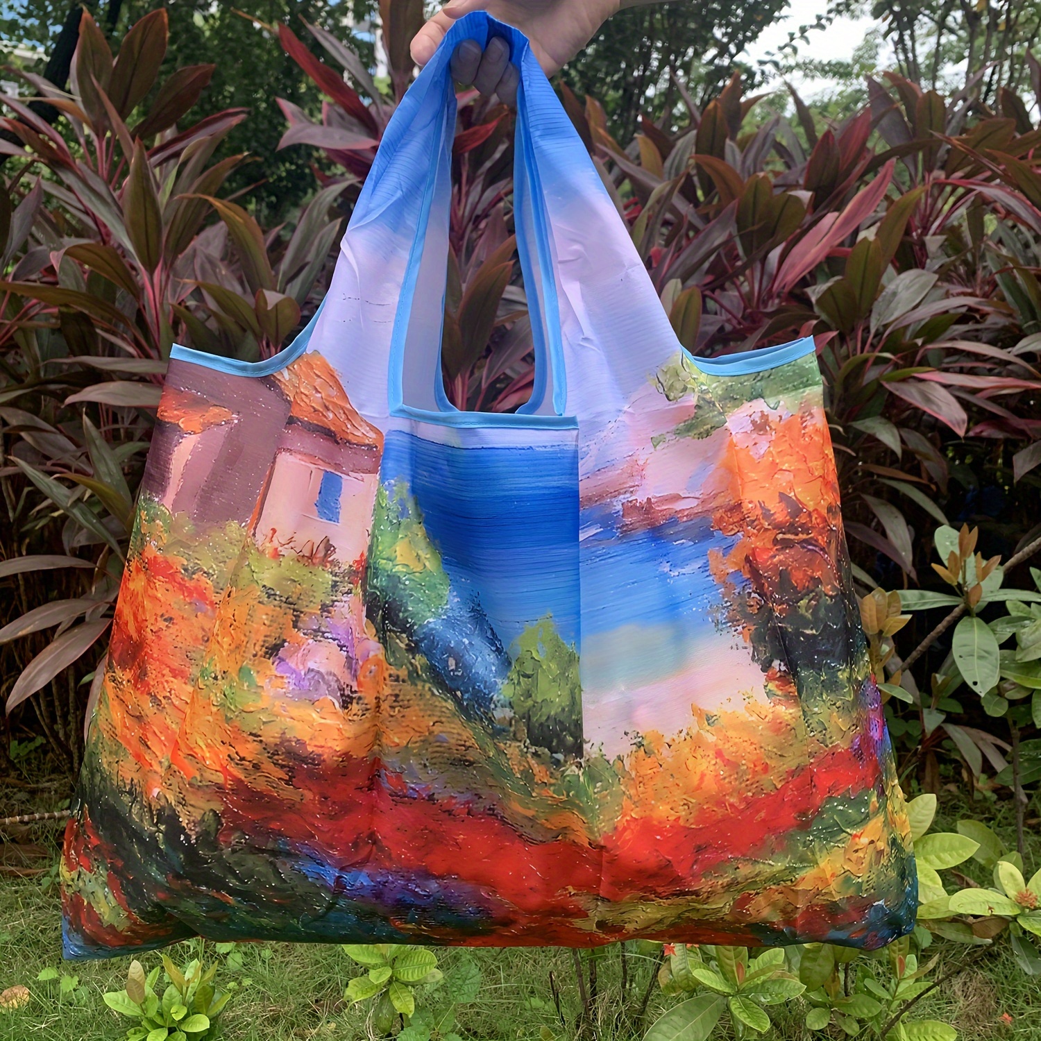 

Oil Painting Shopping Bag Portable Grocery Bag Thickened Bag Shoulder Bag Bag