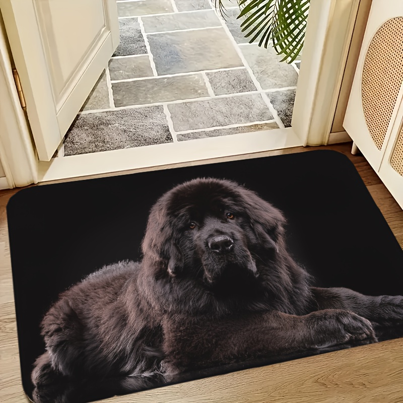 TEMU 1pc Newfoundland Dog - Super Soft Flannel Non-slip Carpet Suitable For Christmas, Adorable Newfoundland Puppy Pattern Indoor, Machine Washable