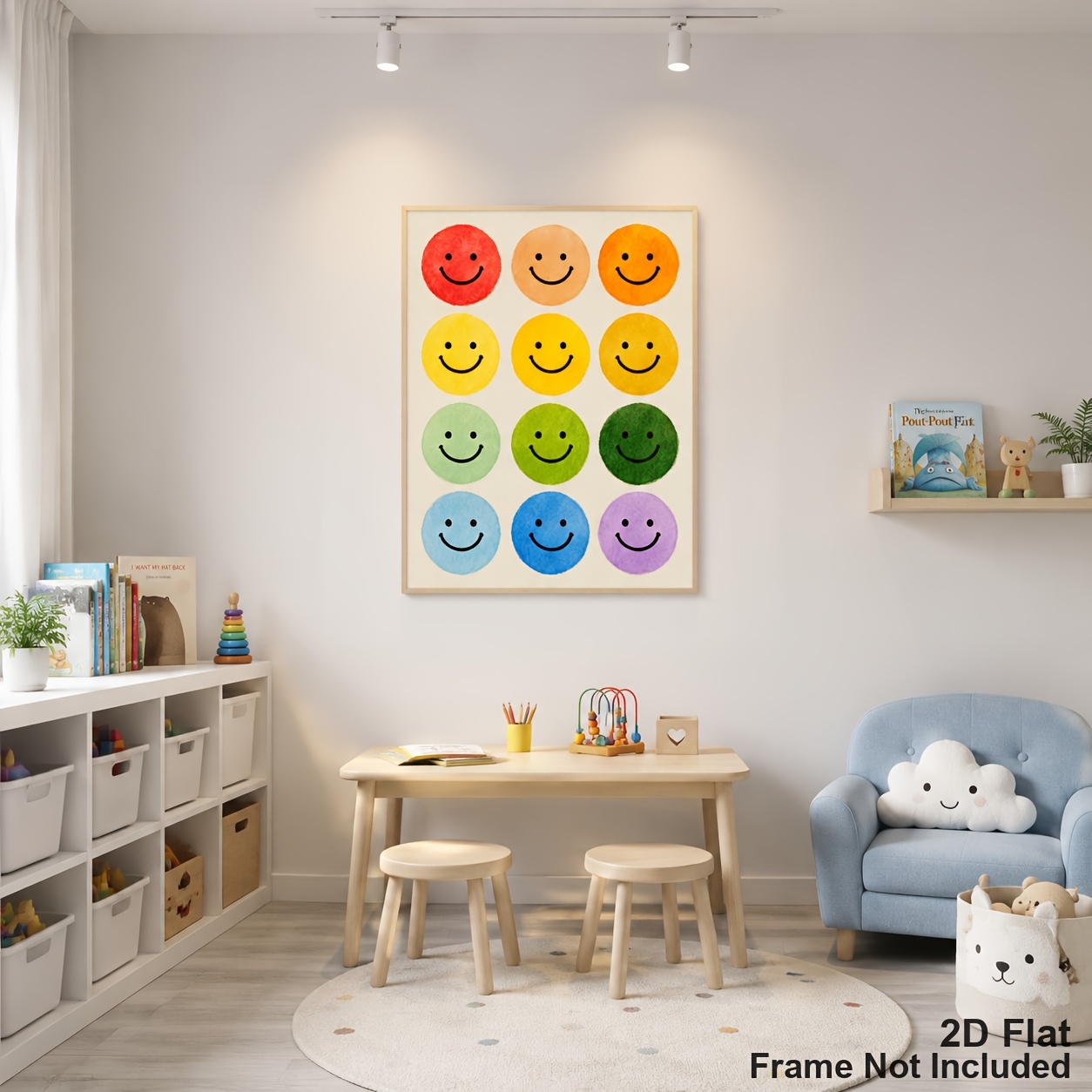 Colorful Watercolor Joyful Face Posters for Kids Room