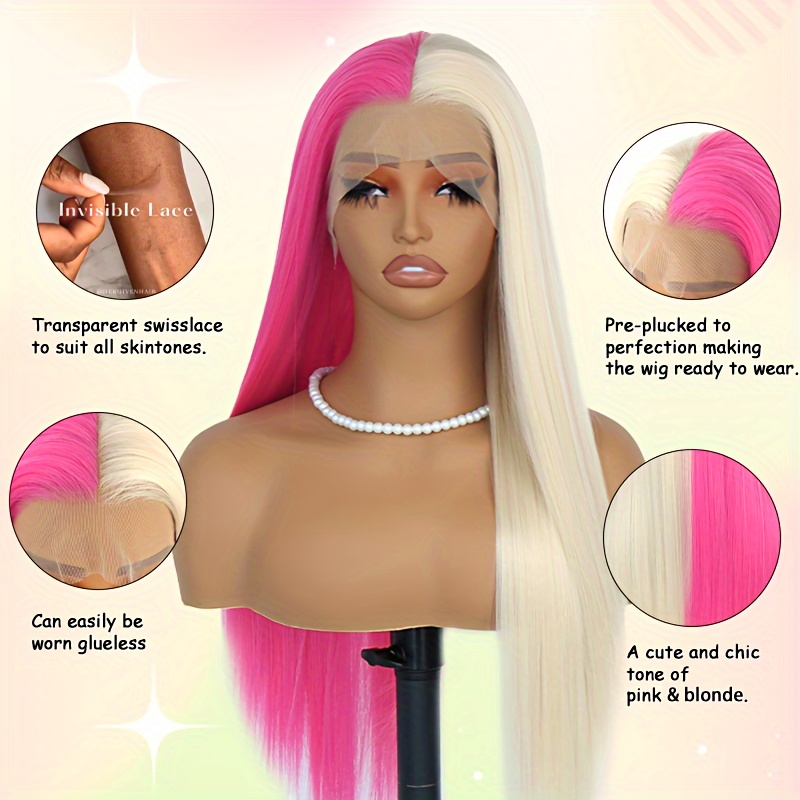 Blonde Ombre Pink 13×3 Lace Front Wig 3 Tone Synthetic Glueless Heat Resistant Amazon.com : Anlimer 13x6 Lace Front Wigs Ombre Human Hair  main image 2