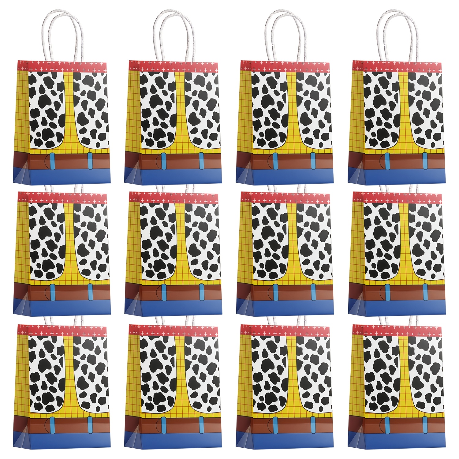 TEMU 12pcs Cartoon Clothes Themed Gift Bags - For Birthday Party Favors Or Daily Use, Cartoon , Fun Printed Gift Bags