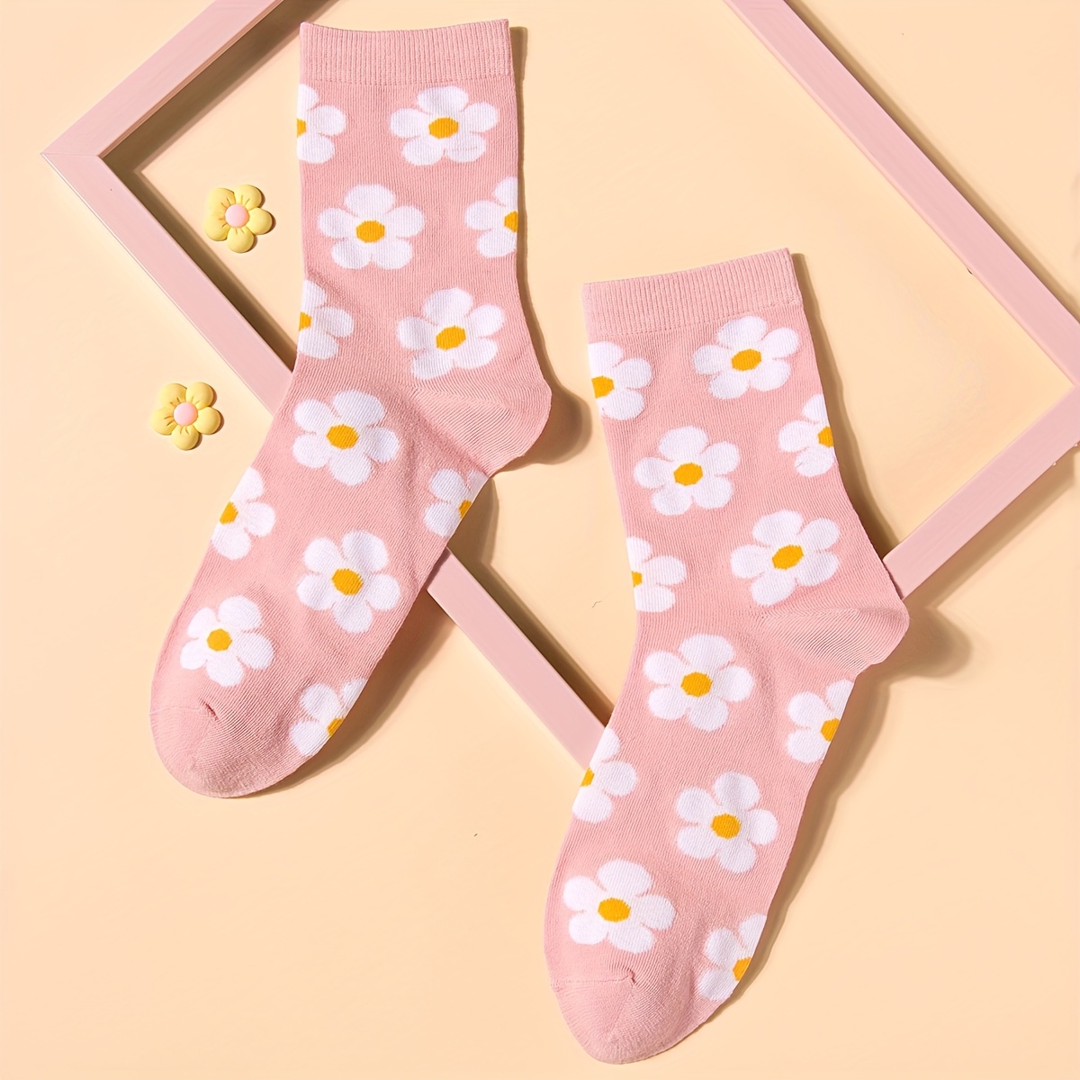 E-shop 1 Paar Damen Blumen Socken Süße Socken Mode Socken Süße Socken für Damen Geschenk Socken für Freund Geschenk für Geburtstagsparty Crazy Happy