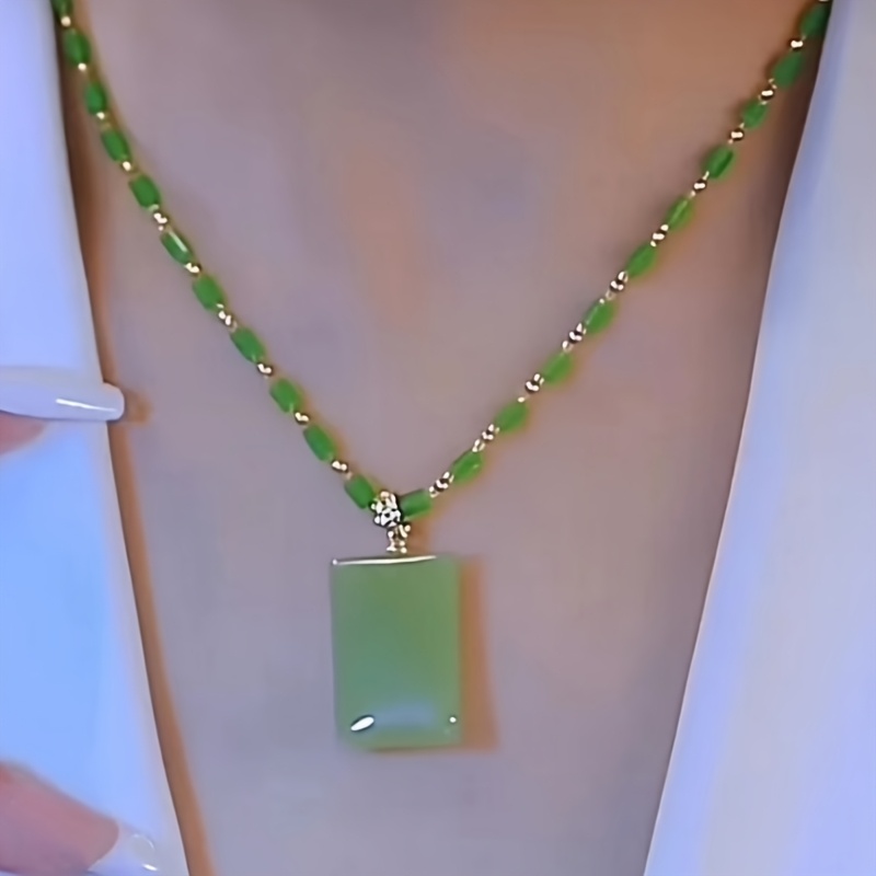 TEMU トなグリーンペンダントネックレス 普段使いのジュエリー 完璧なクリスマスギフト シック 普段使いのジュエリー