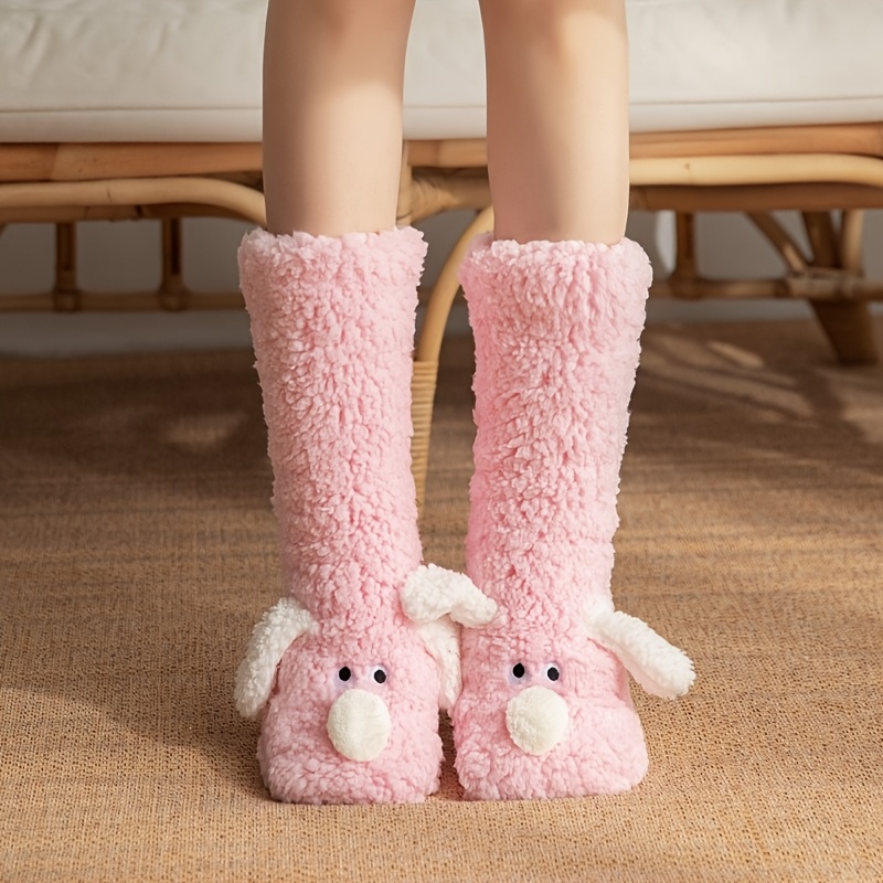 TEMU Super Thick Floor Socks For Women, Lined Thermal Warm Cozy Cute Home Long Socks For Autumn & Winter, Perfect For -watching Tv & Foot Warming