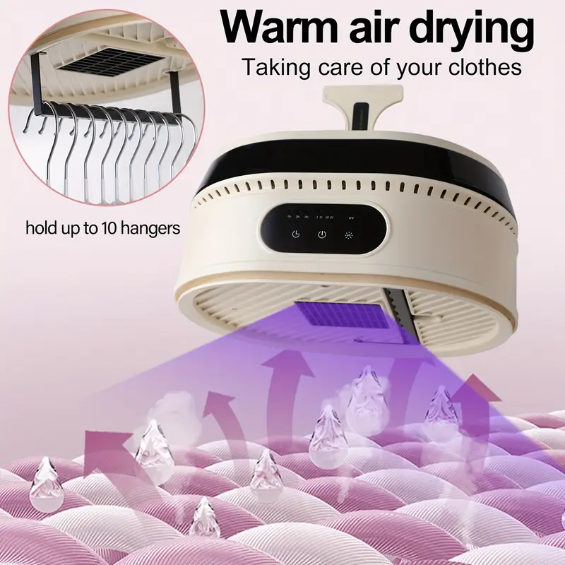 portable mini clothes dryer with timer led uv light hanger compact foldable design plug ideal for small items white teal options details 0