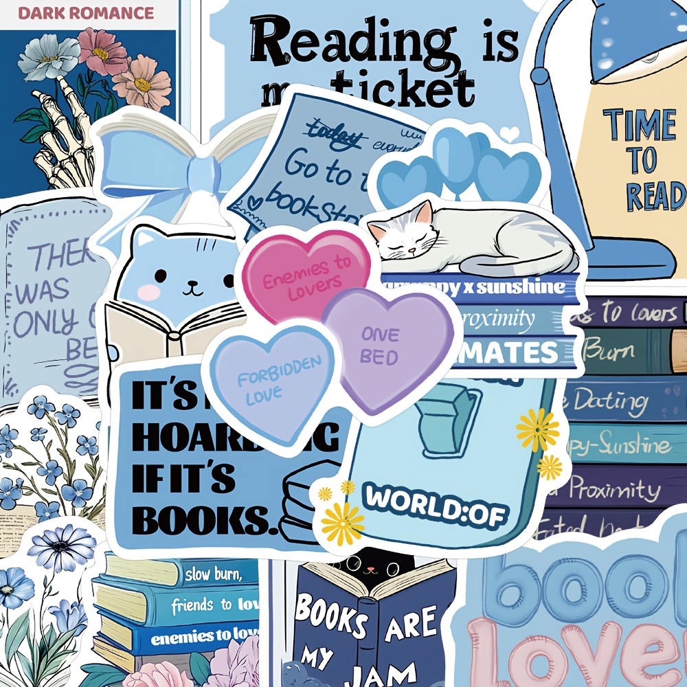 

50pcs Fresh & Chic Reading-themed Stickers For Scrapbooking, Phone Cases, And Laptops - Pvc Material, Perfect Gift For