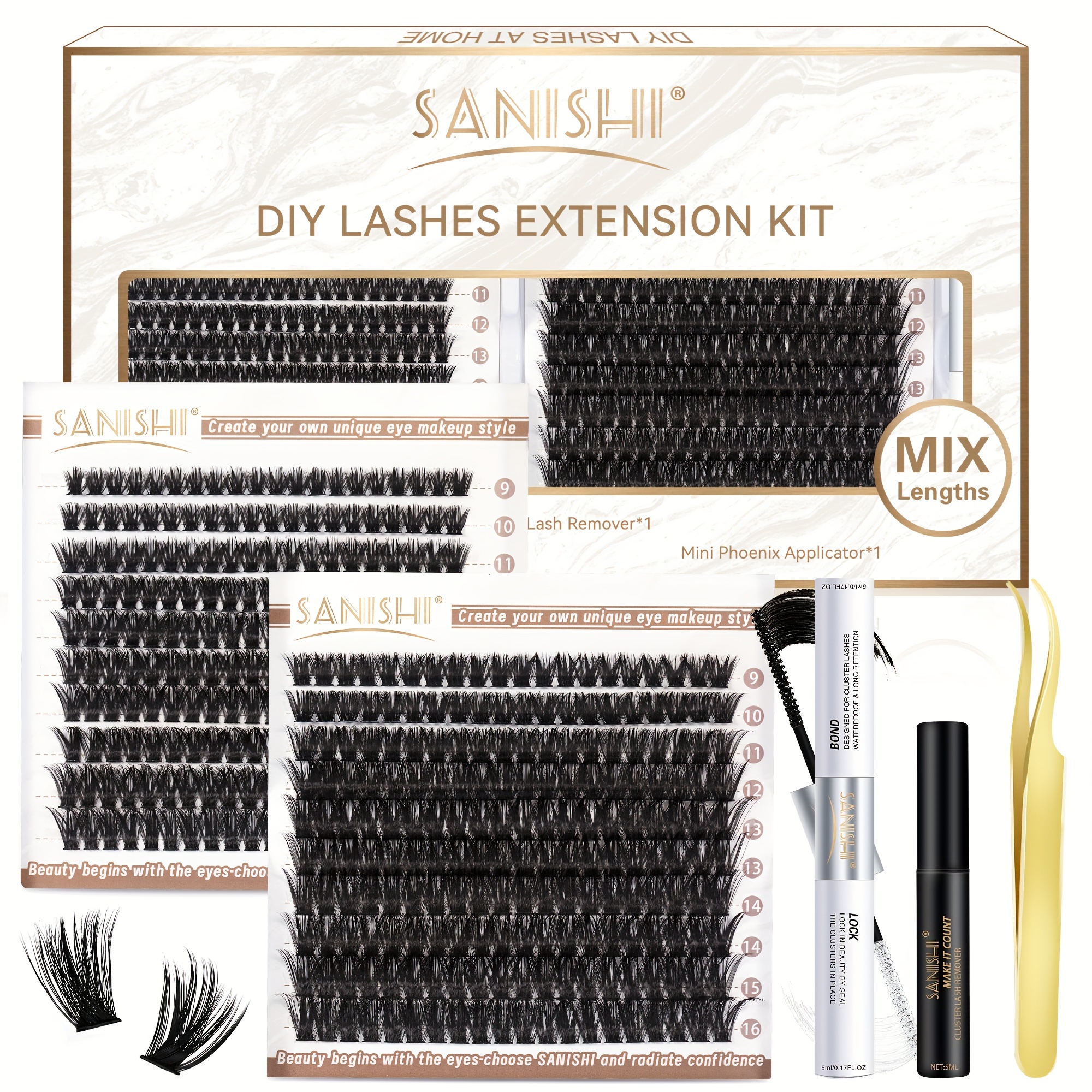 

Diy Lash Extension Kit 400pcs D Individual Lashes Set With Lash And Seal, Applicator & Removal Diy Lash Extensions At Home 60d-80d, D--16mm Kit For