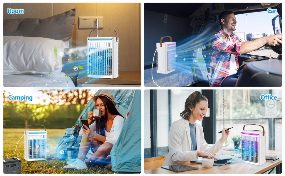 portable air conditioner personal mini air cooler cooling fan with 5 wind 680ml evaporative air conditioner 7 led lights 2 air conditioner humidifier fans suitable for room bedroom office details 6