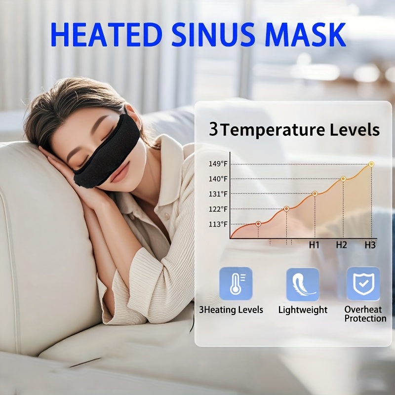 Portable USB Heated Nasal Mask with 3 Adjustable Heat Settings - for Sinus Congestion, Cold, Flu, Allergies - USB-Powered Nasal Warmer, No Power Bank Needed, Compact & Travel-Friendly - Ideal for Home, Office, Travel - Adults & Teens - Soothes Dry, stuffy, and Sinus Pressure - Perfect Gift for Family & Friends, Office Comfort, Sleek Design, Durable Construction, Allergy Sufferers, Thermal Comfort, Sinus Humidifier, Efficient Device