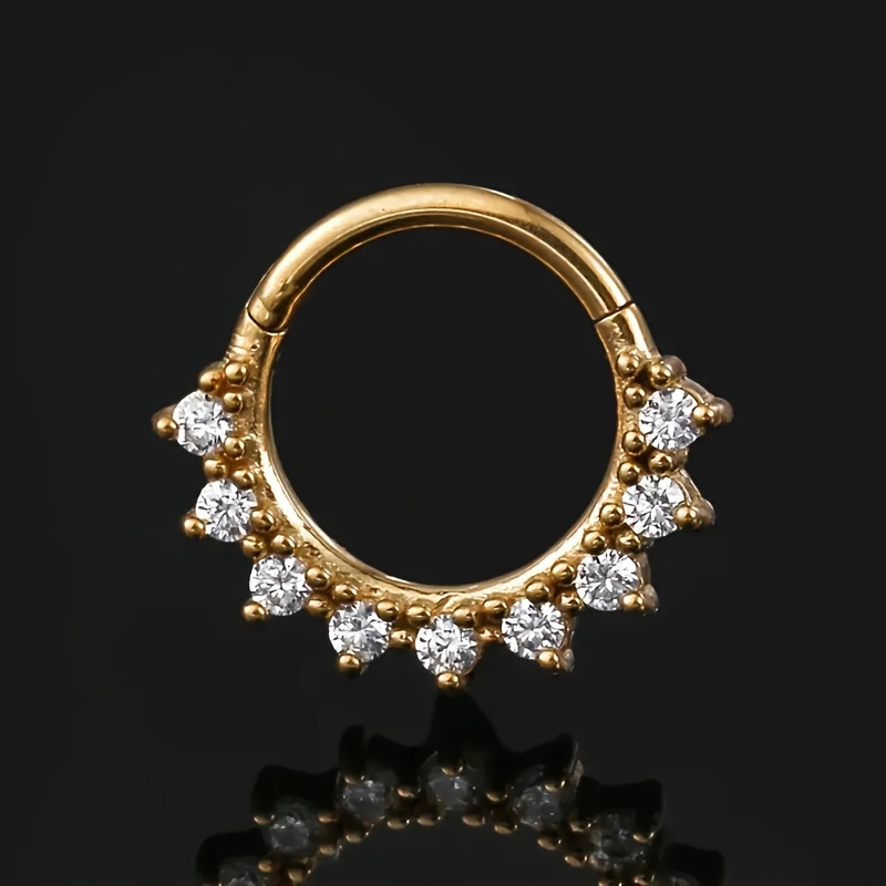 E-shop Luxus 16G Zirkonia Septum Ring mit Scharnier - Edelstahl Septum und Knorpel Piercing Schmuck für Damen, als Geschenk und für Feiertage
