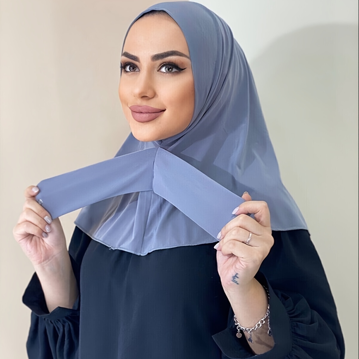 

1pc Instant With Tie Ramadan Headscarf Ladies Full Coverage Shawl Hat Full Neck Scarf Shawl Wrap