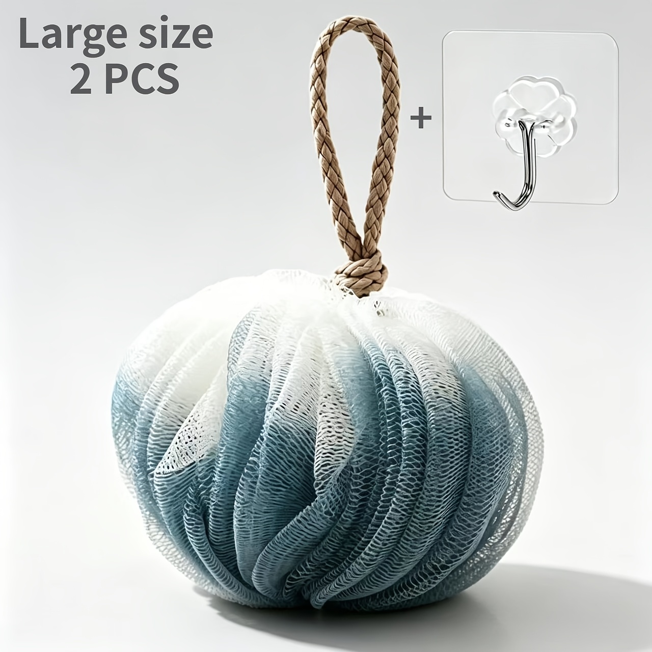 TEMU 2pcs Oversized Thickened Pumpkin Bath Balls, No-drill Storage Hook Included, Rich Foam Exfoliating Body Scrubber, Autumn Home Decor,