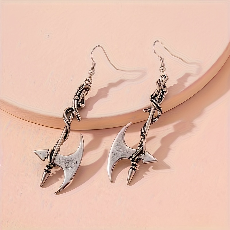 Image of A Pair Of Western Popular Creative Gothic Personality Fun Axe Pendant Earrings For Women's Party Halloween Wear