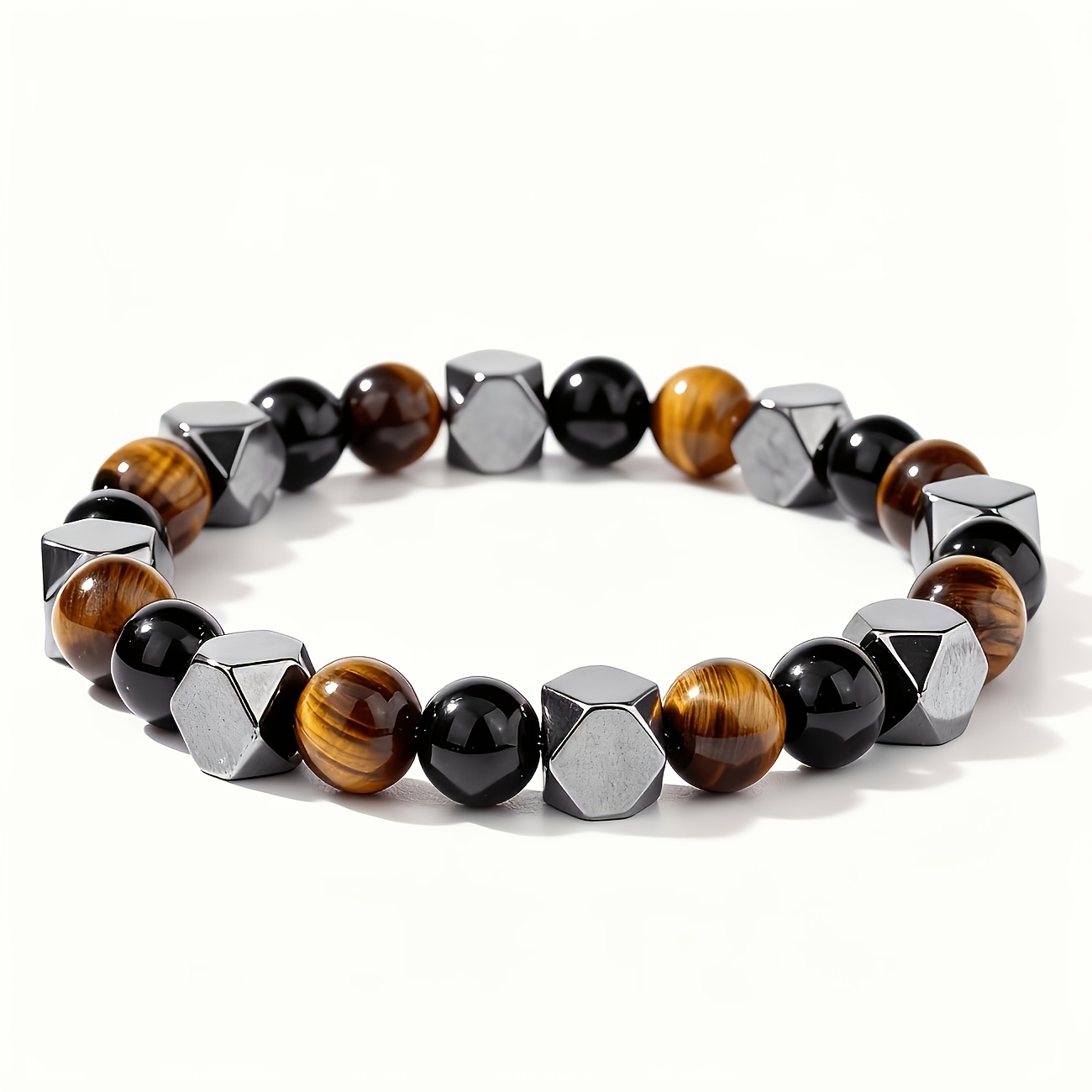 TEMU 1pc Wealth-attracting Bracelet - Handcrafted Unisex Bracelet Made From Multiple Materials, Including Eye, Black Onyx, And Obsidian. Eye