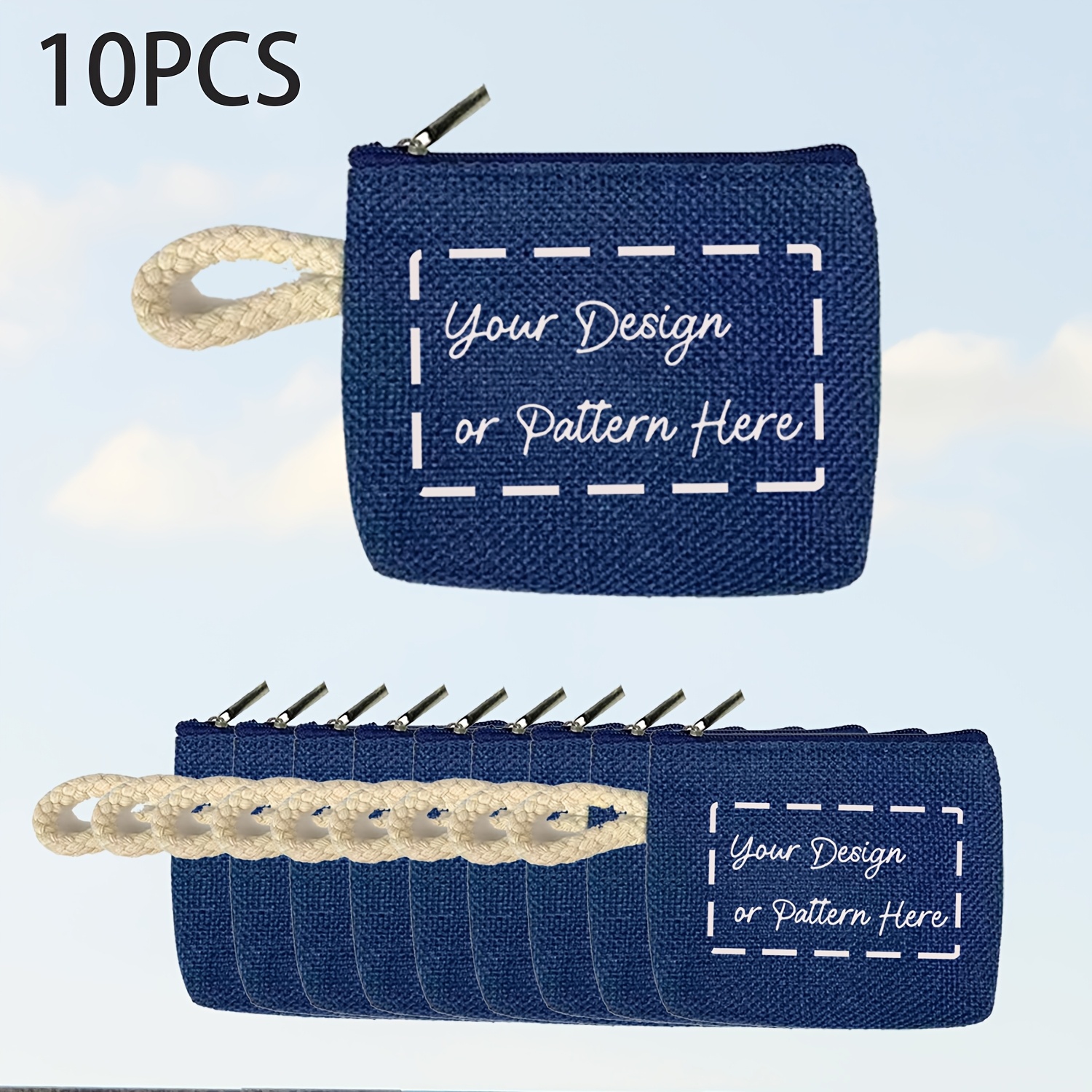 TEMU Set di 10 portamonete casual da donna, personalizzati con stampa a caldo, logo, , numero di telefono, custodia quotidiana per rossetto, monete,