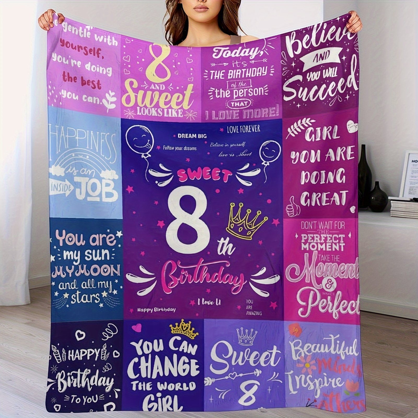 

8 Years Old Gifts Blanket, Birthday Gifts For Girls, 8 Years Old Girl Birthday Gift, 8 Years Old Gift Ideas Throw Blanket