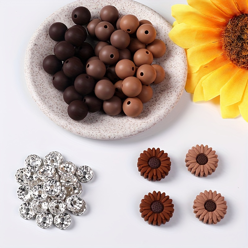 79pcs Sunflower Silicone Beads & Spacer Beads Set