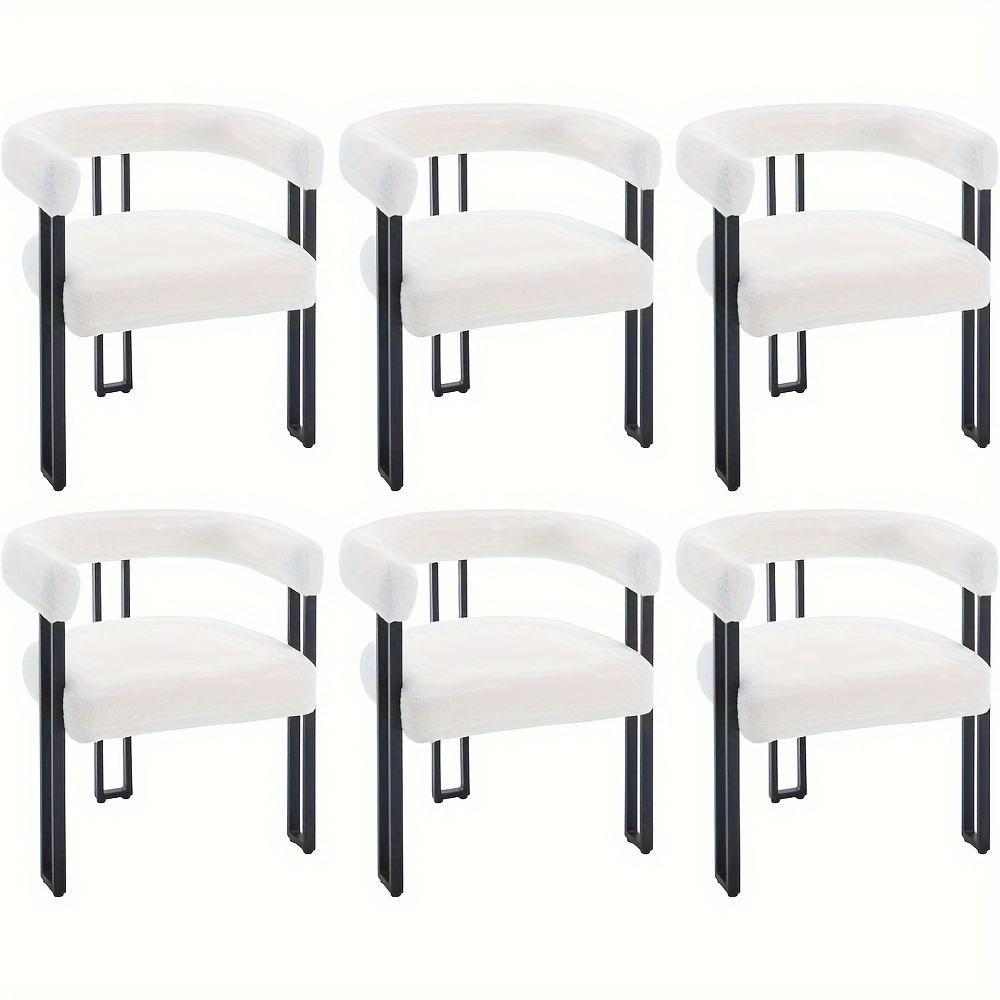 Image of 6pcs Set Dining Chairs, Dining Table Chairs With Armrests, Designer Chairs, Kitchen Chairs, Comfortable Modern Chairs For Dining Room, Living Room, Bedroom, Made Of Chenille And Metal