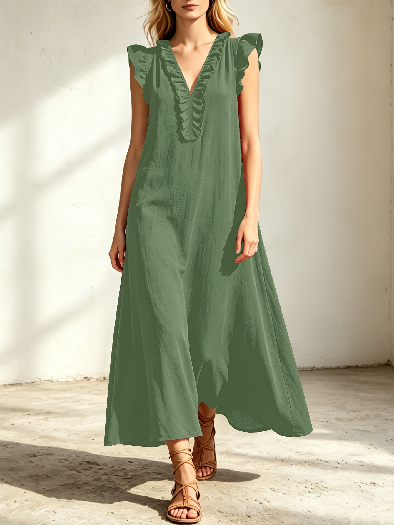 6x maxi dress Junefish Women's Summer Plus Size 2X to 6X Maxi Loose Dress with Pockets, Size: 3XL