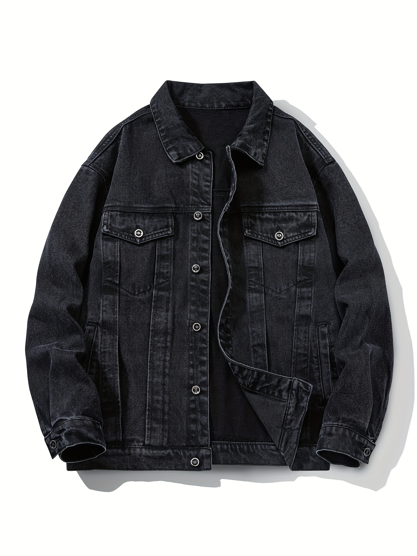 Fashion Popped Collar Denim Jacket Men's Denim Jacket 60% Cotton