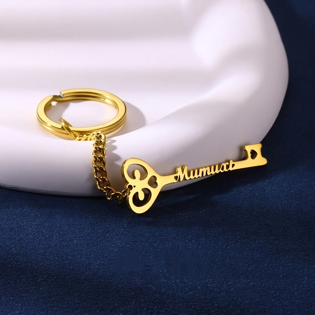 TEMU [Personalizzato] 1 Portachiavi Personalizzato, Portachiavi con del e Cuore, Portachiavi Personalizzato in Acciaio Inossidabile Argentato con una