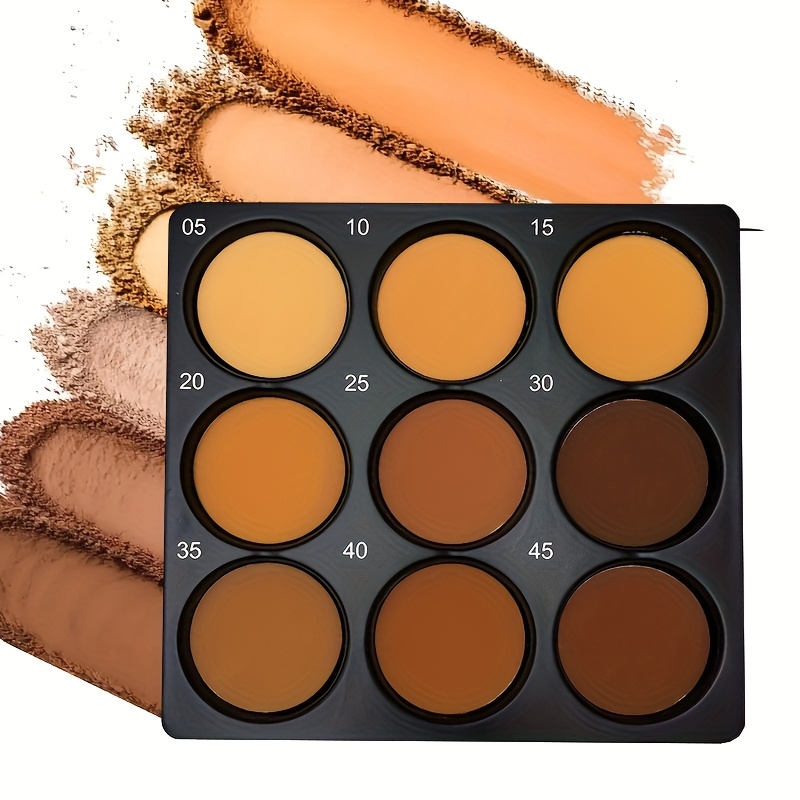 TEMU 9-tone Contour & Concealer Palette - , Waterproof & Sweat-proof Makeup For All Light Beige Types, 3d Sculpting Eye Shadow & Foundation Primer,