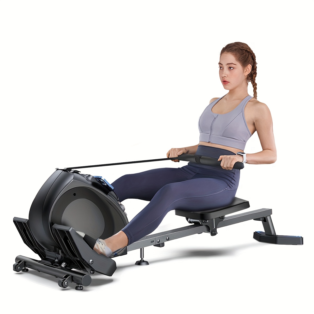 [Magnetic Rowing Machine For Home]Quiet & Compact Smart Rower | 300lbs Capacity | Adjustable Resistance | Glutes, Legs & Arms Workout, Without Battery