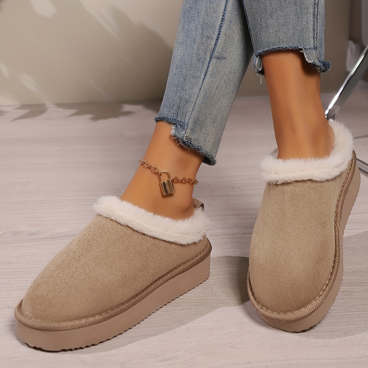Gentle | Cozy Women's Winter Slipper Boots - Soft Plush Faux Fur-lined, Slip-on Ankle Boots In Solid Colors With Eva Sole, Perfect For Home Relaxation, Winter Boots, Women Shoes