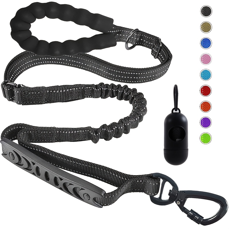 Elastic Leash For Medium To Large Dogs, Featuring A Strong Elastic Short Training Handle With A That Prevents Choking During Pulls, Adjustable Length, And Multifunctional 4-in-1 Design