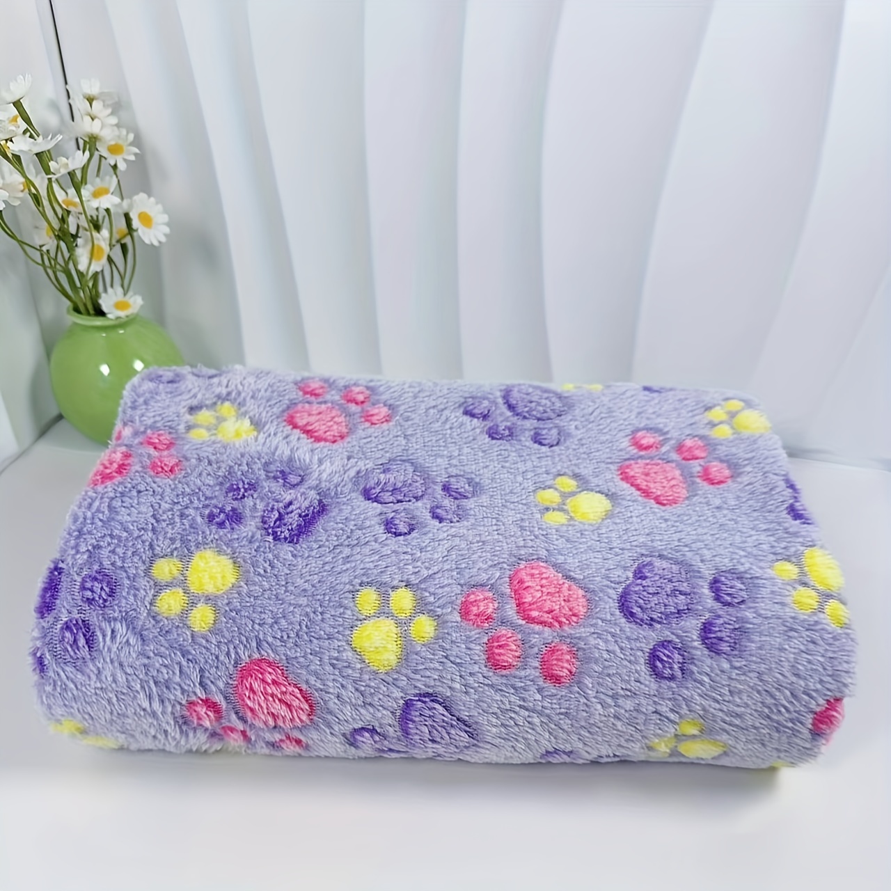Temu – TEMU Single Pet Soft Flannel Blanket, Paw Print Design – Machine Washable, Suitable For Small, Medium, And Large Dogs, Dog Beds, And Furniture