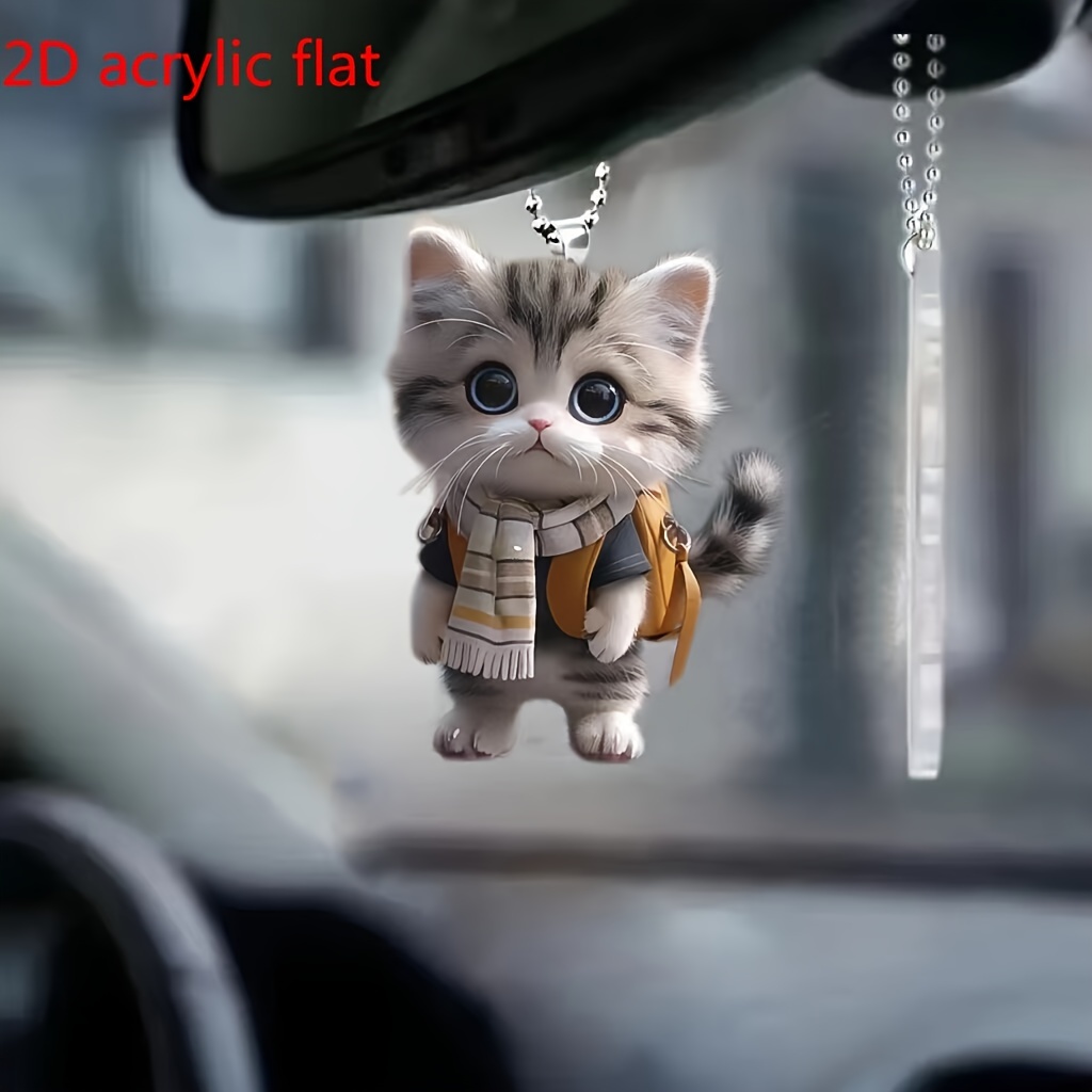 

Cute Kitten 2d Acrylic Car Hanging Ornament, Fashionable Home Decor Pendant, Bag & Keychain Accessory, Chic Gift Item