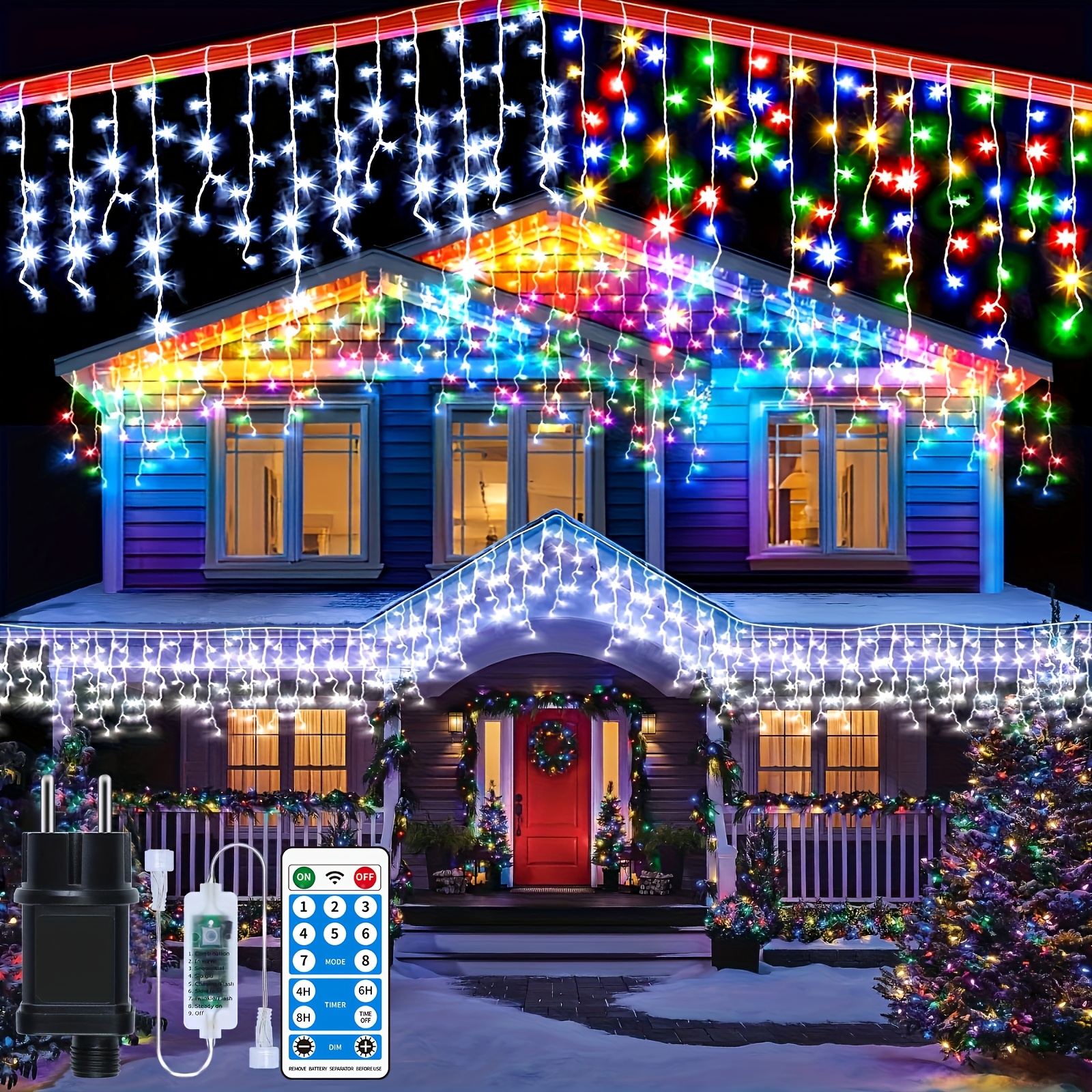 Upgraded Extra Long Plug-in Icicle Lights Outdoor 98.42ft 25+5m 800led Outdoor Christmas Fairy Lights 8 Timed Remote Control Flash Lights For Christmas Roof Party Wedding