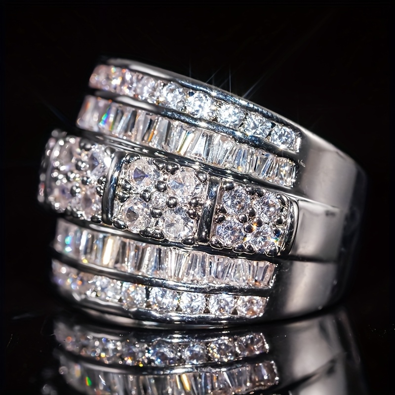 Women's Eternal Ring with Sparkling Cubic Zirconia Wide Face