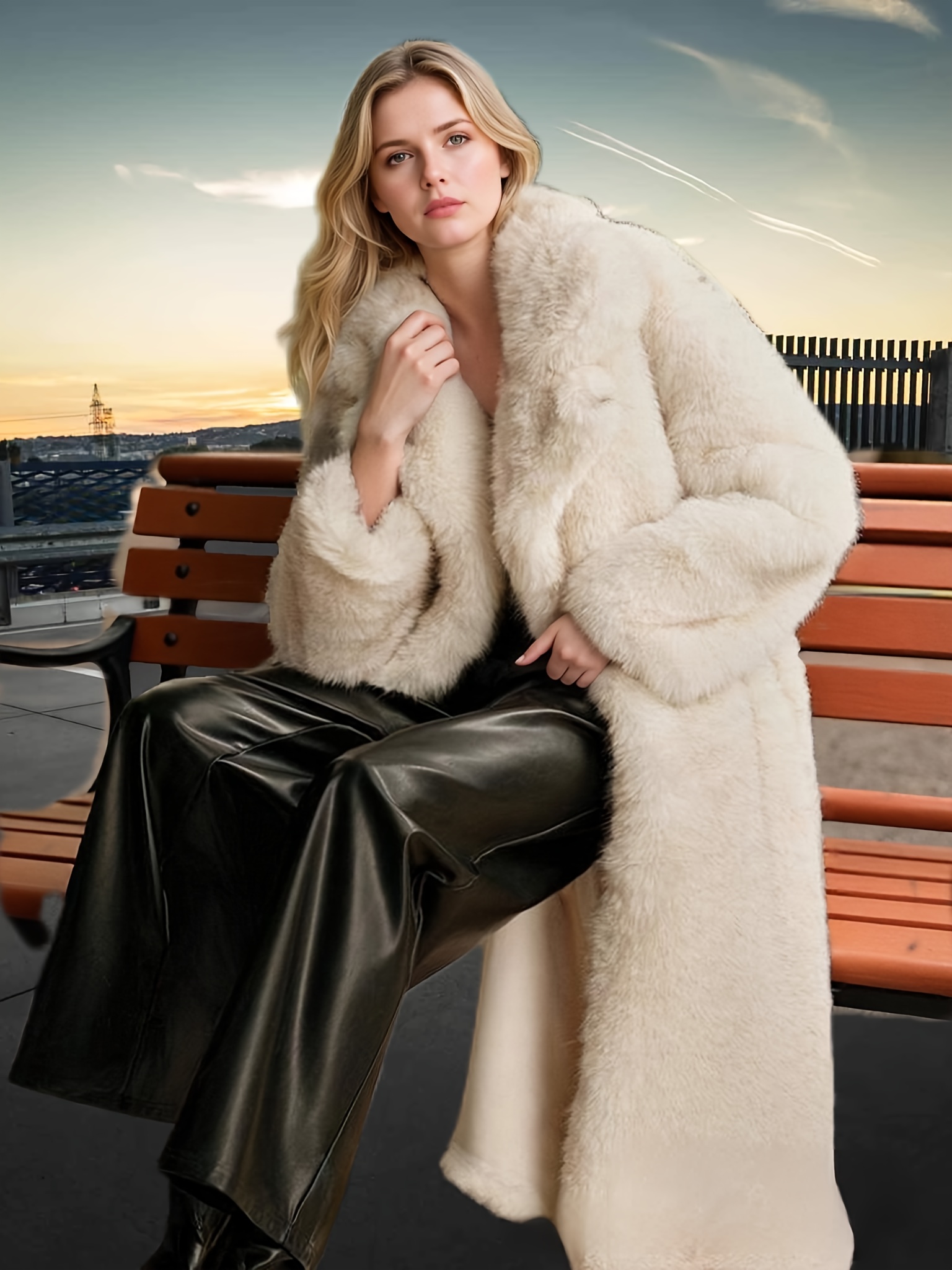 manteau long élégant féminin en fourrure renard Temu Canada