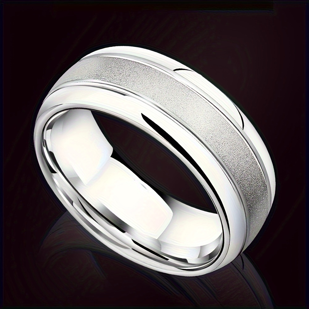 Men's Matte Golden Titanium Steel Wedding Ring, 8mm Width