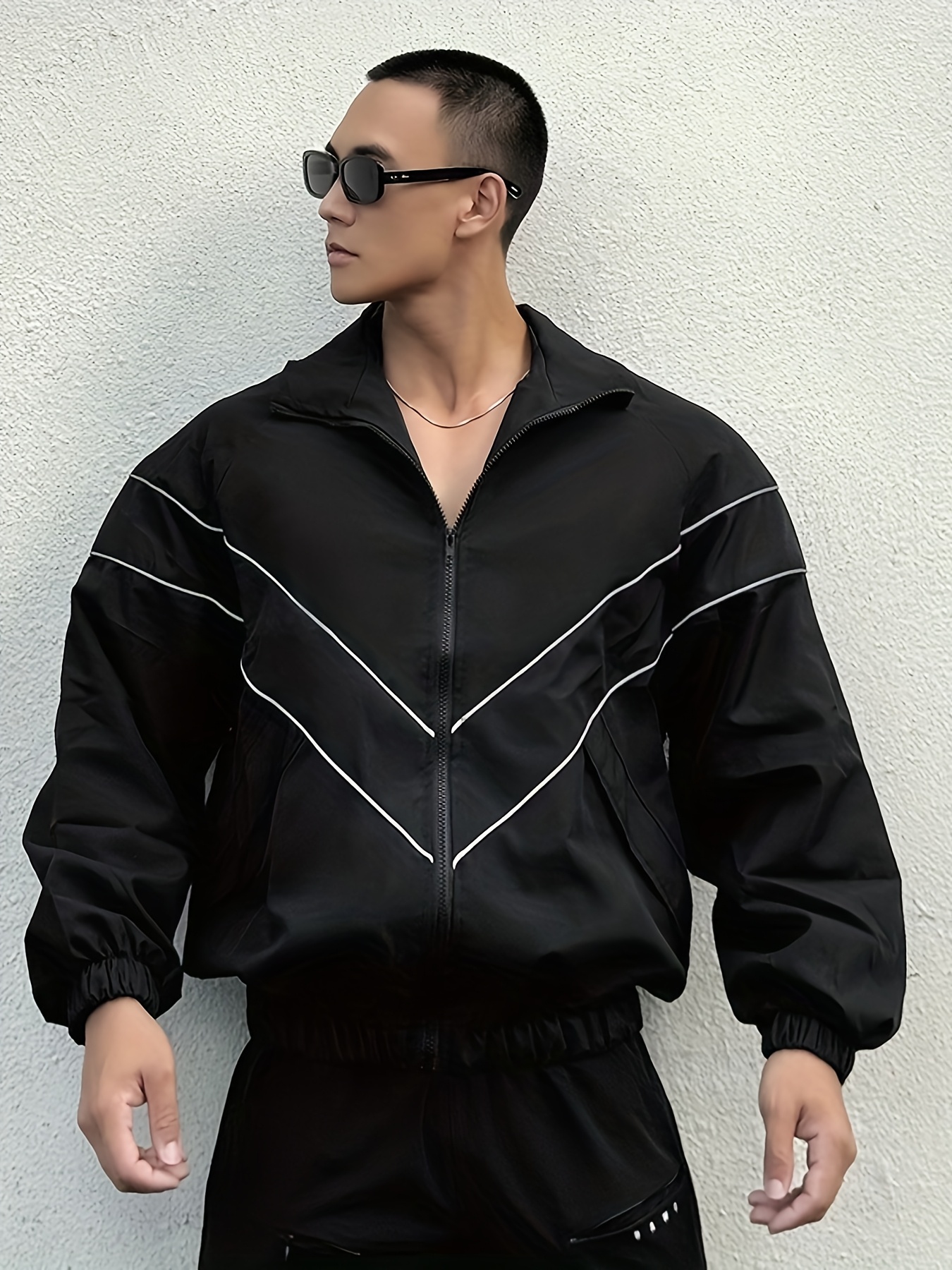 mens lightweight windproof jacket full zip windbreaker coat with stand up collar quick dry high quality outerwear for cycling hiking fishing commuting loose   jacket with zippered pockets black windproof shell for     outdoor activities   durable construction   hiking gear sporty look   construction fitness lovers hiking coat active professionals casual layering sporty style highperforming fabric black 0