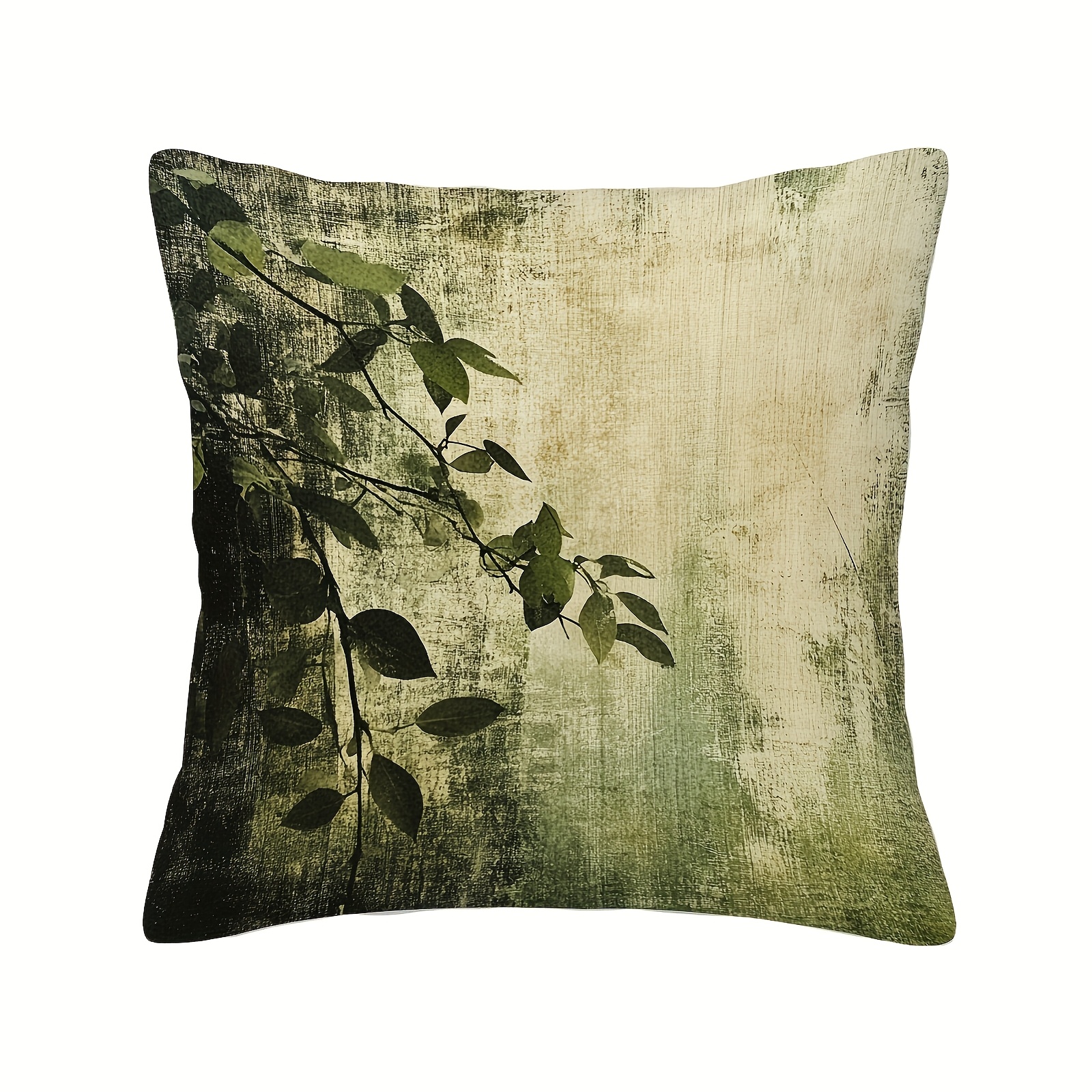 TEMU 1pc Modern Minimalist Olive Green Botanical Pillowcase - Mixed, Zippered, Machine Washable, Modern Living Room Decor, Suitable For Sofa, 18x18