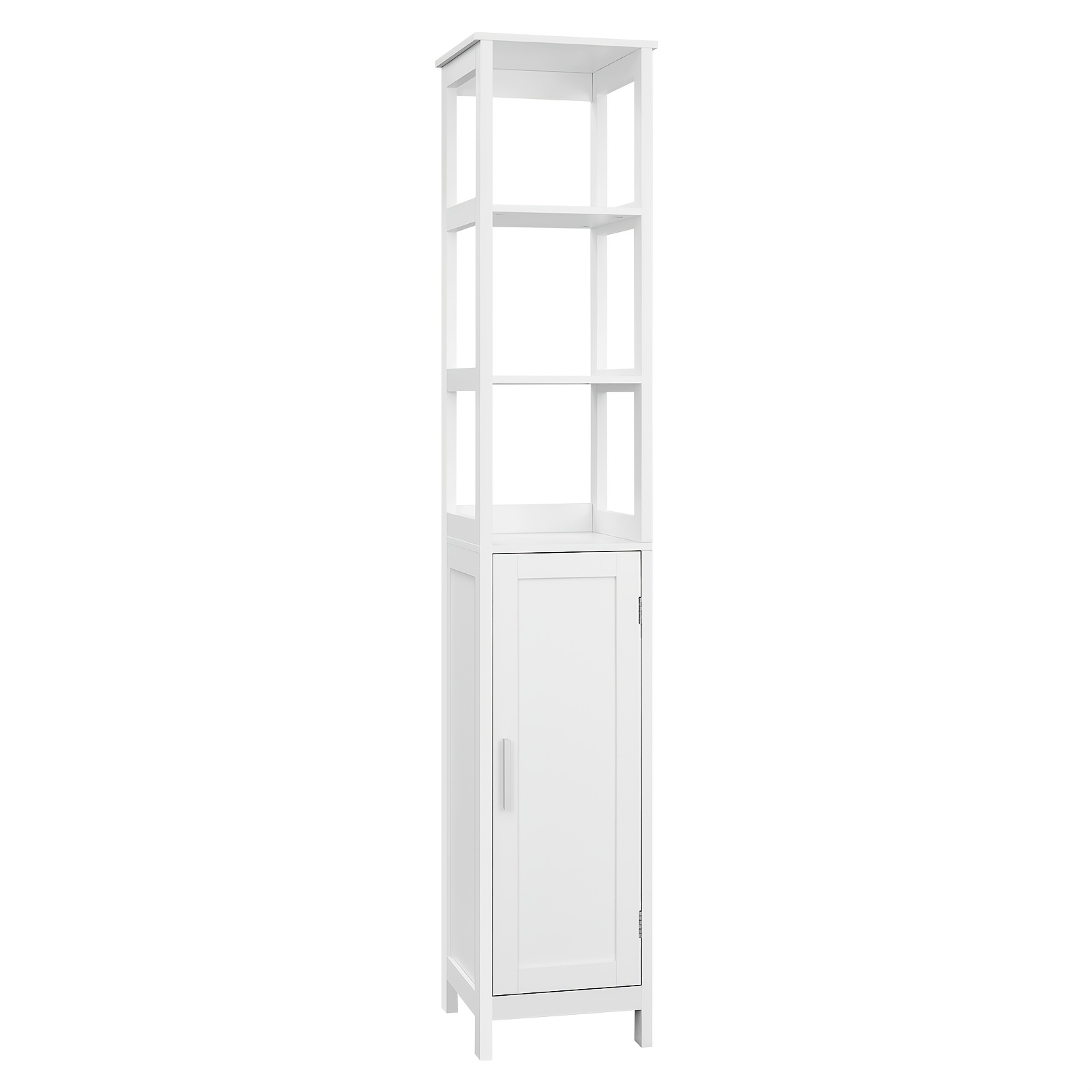 Image of 1pc Multifunctional Tall And Narrow Storage Cabinet, Mdf Wood With Open Shelves, Suitable For Bathroom/living Room/office, White, 30x30x163cm