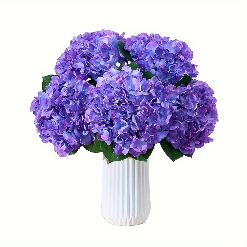 5pcs Lifelike Artificial Hydrangea Flowers - Home, Wedding, Office & Party Decor | No Power Needed, Featherless, Outdoor Safe | Light Purple