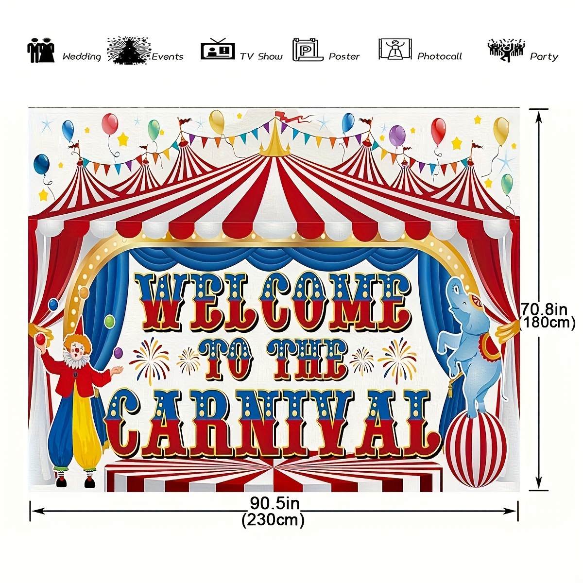 Large Circus Carnival Backdrop Welcome Carnival Banner - Temu