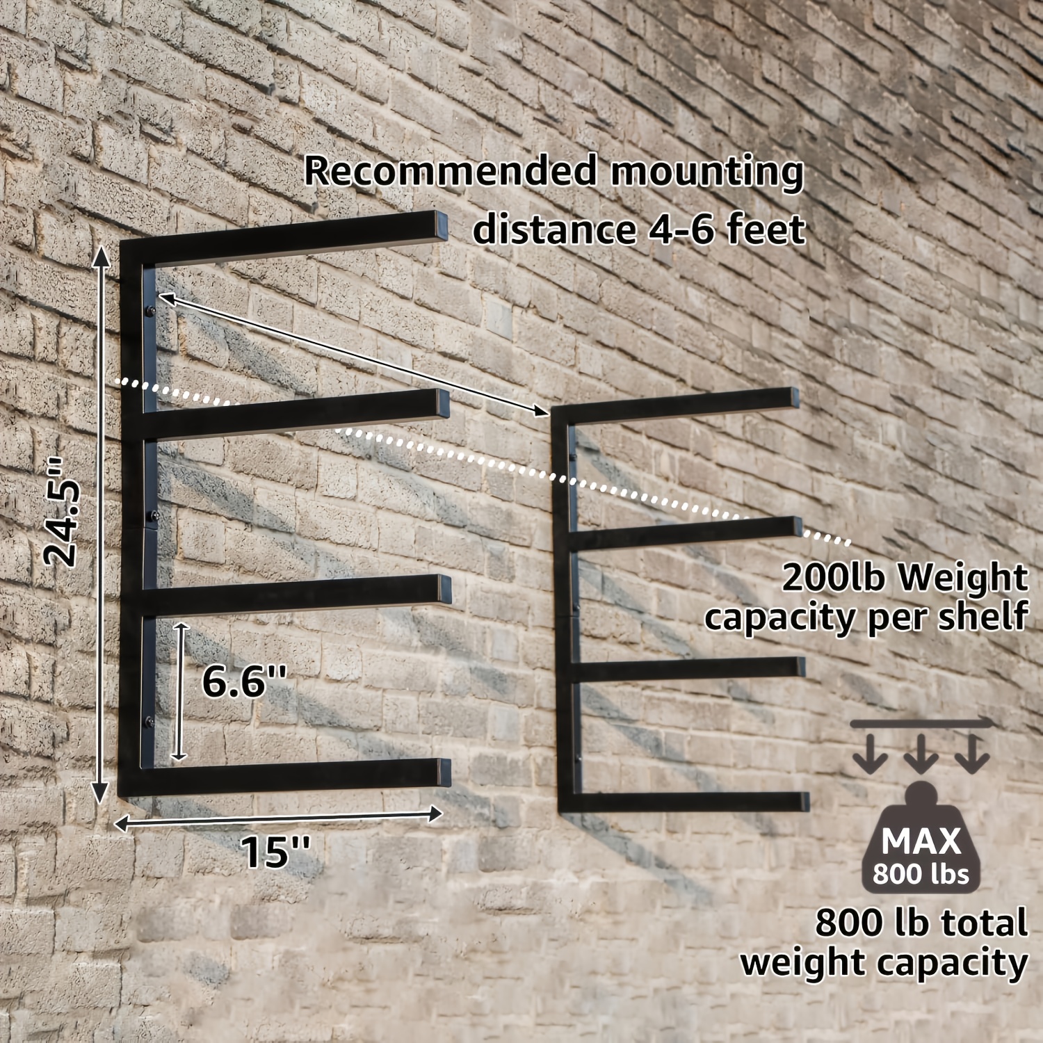 TEMU Support mural de rangement pour bois, supports de finition robustes, supports de rangement muraux en métal pour bois, convient pour le rangement
